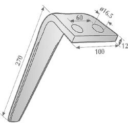 Akėčio noragas (kairinis/dešinysis), 270 mm ilgio, tinka „Feraboli“, „Kramp KE0403“
