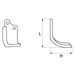 Rotovatoriaus peilis RH 210x110x80mm 6 mm storio, tinka Agromet RB01020