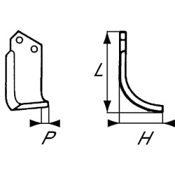 Rotovatoriaus peilis kairysis, 170x116x60mm, 6 mm storio, tinka Breviglieri RB080107