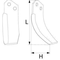 Rotovatoriaus peilis RH 185x48x60mm 6 mm storio, tinka Agria RB70234