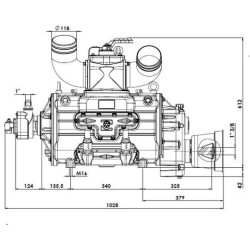 Vakuuminis siurblys, tiesioginės pavaros, prieš laikrodžio rodyklę, 18620 l/min., su automatiniu tepimu ir balastu, B.P. KPSB670