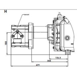 Vakuuminio siurblio hidraulinė pavara 13520 l/min. su automatiniu tepimu ir balastu B.P. KPSB490HRA100