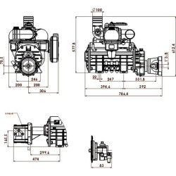 Vakuuminio siurblio hidraulinė pavara, automatinis tepimas ir balastas BP MEC13500HAB