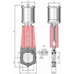 Peilis vlv kv.flg pneum. DN 8" DN200VGC