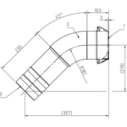5 colių 45° žarnos alkūnės išorinis sriegis 5104045Z