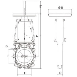Peilio vožtuvas + rankinis ratas DN200 VGRH200
