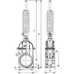 6 colių dvigubai flanšuota sklendė su hidrauliniu stūmokliu ir spyruokliniu domkratu RIV900396