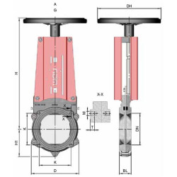 Peilis vlv sq.flg handwhl DN 6" DN150VGA