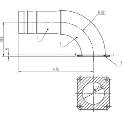 90° alkūnė + flanšas + žarnos galas 5" 5304090Z