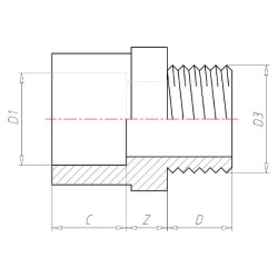 Adapterio įvorė 32/40 mm x M 1" 74032160