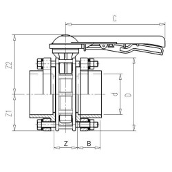 Drugelio tipo vožtuvas DN100 7110465