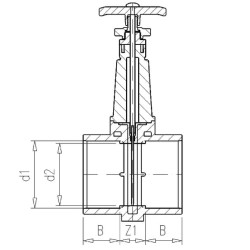 PVC sklendės vožtuvas D110mm trumpas 1300110V