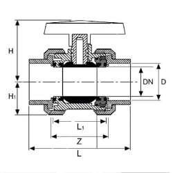 PVC rutulinis vožtuvas 20 mm KS20201GP