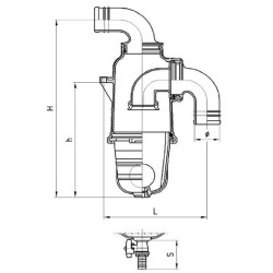 Išlenktas sifonas, 45 mm 0045024C