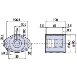 Varpo korpusas, 35 mm raktuotas velenas AR5350