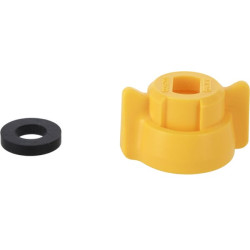 Antgalio dangtelis, bajonetinis, SW8, geltonas, su tarpine, 25 vnt. pakuotėje, Arag 40290006P025