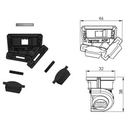 Dvigubas antgalio dangtelis, bajonetinis, SW8, juodas 12824