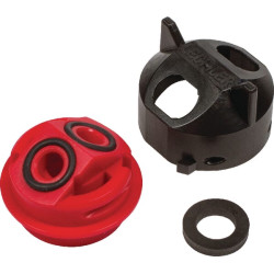 Dvigubas antgalio dangtelis, bajonetinis, SW8/10, raudonas, su tarpine, Lechler 0921635601