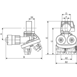 2+2 krypčių antgalio laikiklis 25 mm Selejet 4015F75A1