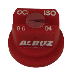 Plokščias vėduoklinis necentrinis antgalis OC 80° 04 raudonas plastikinis Albuz OCI8004