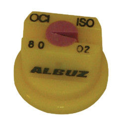 Plokščias vėduoklinis necentrinis antgalis OC 80° 02 geltonas plastikinis Albuz OCI8002