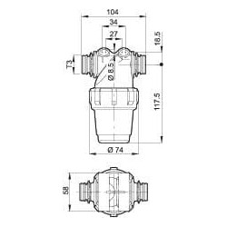 Slėginis filtras 3/4" 80 mesh T3 32220B35