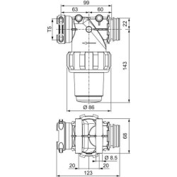 Slėginis filtras 150l šakinis su jungtimi 32220M3