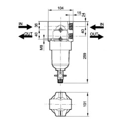 Įmontuotas filtras 1/2 colio 40 l/min 50 akių 50 barų 004630