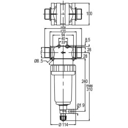 Slėginis filtras 1 1/4"M 200 l/min 100 akių 8128003