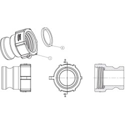 Camlock tipo A tipo 2 colių vidinis sriegis S60x6 polipropilenas TA283QD