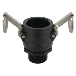 Camlock B tipo 1 1/4 colio išorinis sriegis, polipropilenas 18105B