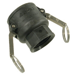 Camlock tipo D 1 1/2 colio vidinis sriegis 1 1/4 colio polipropilenas 18106D5