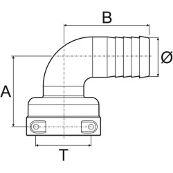Žarnos jungtis 90° 13 mm su vidine jungtimi T4 1190413