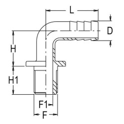 Žarnos antgalis 90° 52 mm x 2" M 8011402