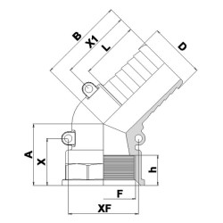 Žarnos antgalis 45° 50 mm x 2" F 111750