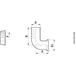 Žarnos antgalis 90° 13 mm - 3/4 colio 115313