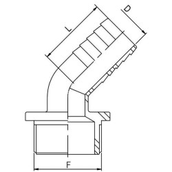 Žarnos antgalis 45° 35 mm x 1 1/4" M 8014301