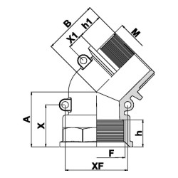 45° alkūninis vamzdis, 2 colių, vidinis/išorinis sriegis, 127077