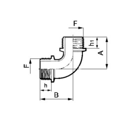 90° alkūnė, išorinis/išorinis, 1 1/4 colio, 123055