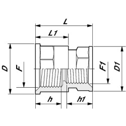 Raudonas nipelis, vidinis/vidinis 1"x3/4" 2352043