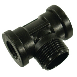 T formos jungtis 2 x 1/2 colio moteriškasis sriegis + 1 x 1 colio išorinis sriegis 133024