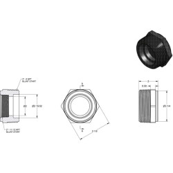 Redukcinis nipelis, 2 colių vidinis x 3 colių išorinis sriegis, RB300200