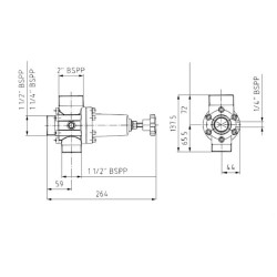 Slėgio reguliavimo vožtuvas 1 1/2"x1 1/2"x2" 20bar 00200022