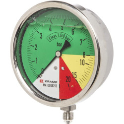 Manometras Ø100mm 0-8-15-25 1/4" BSP apatinis prijungimas MA1000825E