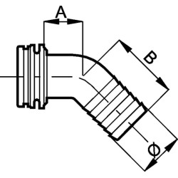 Žarnos jungtis 40 mm 45° 460440