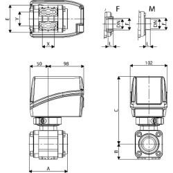 Elektrinis dvikryptis rutulinis vožtuvas 1 1/4" F BSP 853T04A55