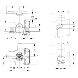 3/4 colio 2 padėčių rutulinis vožtuvas, montuojamas ant skydo 8217201