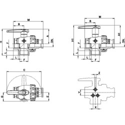 Rutulinis vožtuvas, 3 padėčių, 1 1/2 colio, 45525116