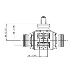 Rutulinis vožtuvas, 3 padėčių, T6, DN 32 mm, 453014S66