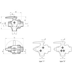 T4 3 krypčių rutulinis vožtuvas 45524444